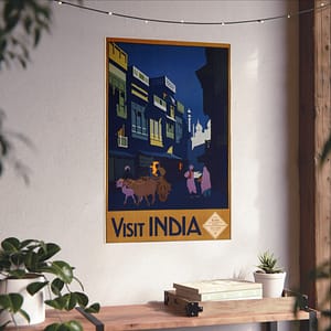 11334984057606171416_2048-1.jpeg Visit India, A Street by Moonlight – India State Railways Bureau (c. 1920) – Vintage Travel Poster Print