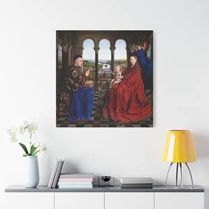 17345137716111253516_2048-1.jpeg Madonna of Chancellor Rolin – Jan van Eyck (c. 1435) – Renaissance Canvas Print