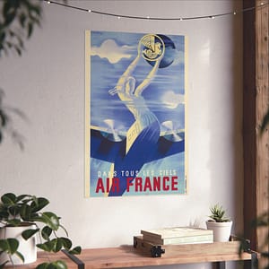 17690618767133104822_2048-1.jpeg Dans tous les ciels, Air France – R. de Valerio (c. 1930s) – Vintage Travel Poster Print