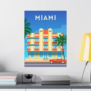 4086347304194132021_2048-1.jpeg Miami, Florida - LUNE Original - Vintage Art Deco Style Travel Poster Print