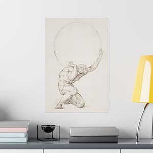 14951939053782714995_2048.jpeg Crouching Figure of Atlas - Baldassare Tommaso Peruzzi (c. 1481β1536) - Vintage Art Poster Print