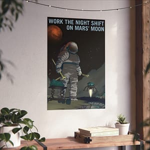 15279009005281657200_2048.jpeg Work the Night Shift – NASA Recruitment Ad – Space Age Poster Print
