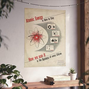 16066348791803714179_2048.jpeg Atomic Energy Is Here to Stay – U.S. Government (c. 1950s) – Atomic Age Poster Print