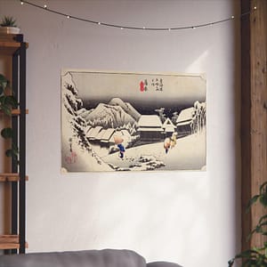 16361324042440096843_2048.jpeg Evening Snow at Kanbara – Utagawa Hiroshige (1833) – Japanese Woodblock Poster Print