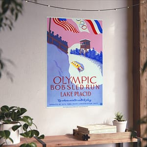 6931861649619043438_2048.jpeg Olympic Bobsled Run, Lake Placid – Works Progress Administration (c. 1937) – Vintage Travel Poster Print