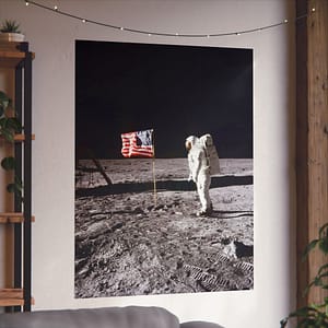15828039115344901999_2048.jpeg Buzz Aldrin on the moon beside the US Flag - Apollo 11 Mission - NASA (1969) - Space Age Poster Print