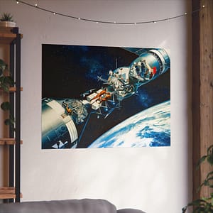 1747892962805667803_2048.jpeg Cutaway of Docked Apollo and Soyuz Spacecraft in Earth Orbit - Davis Meltzer (c. 1975) - Space Age Poster Print
