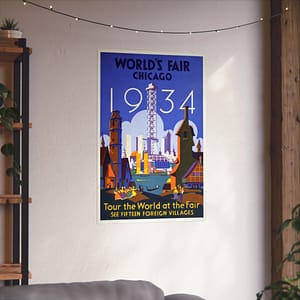 5913448379093280335_2048.jpeg World's Fair - Chicago - Weimer Pursell (1934) - Art Deco Poster Print