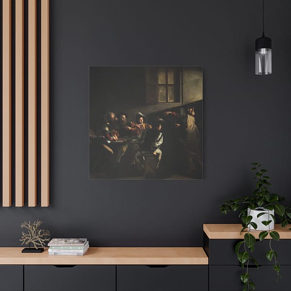 10789113708200529570_2048-1.jpeg The Calling of Saint Matthew – Caravaggio (c. 1599-1600) – Renaissance Canvas Print