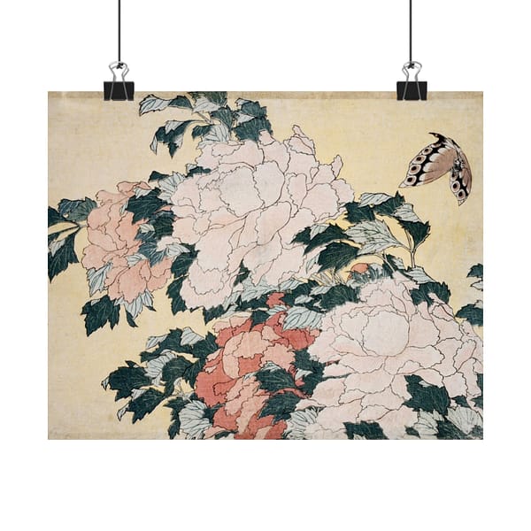 12160197309105917791_2048-1.jpeg Peonies and Butterfly – Katsushika Hokusai (c. 1833-34) – Japanese Woodblock Poster Print