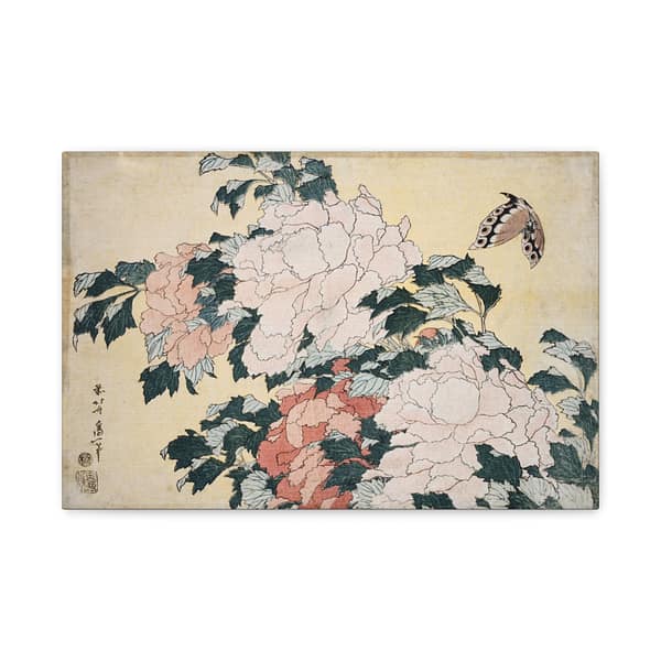 13311078988286157058_2048-1.jpeg Peonies and Butterfly – Katsushika Hokusai (c. 1833-34) – Japanese Woodblock Canvas Print