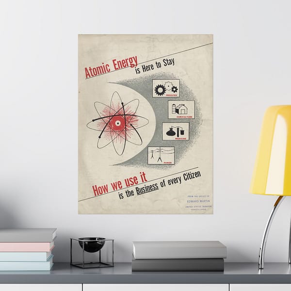 13938596627939644454_2048-1.jpeg Atomic Energy Is Here to Stay – U.S. Government (c. 1950s) – Atomic Age Poster Print