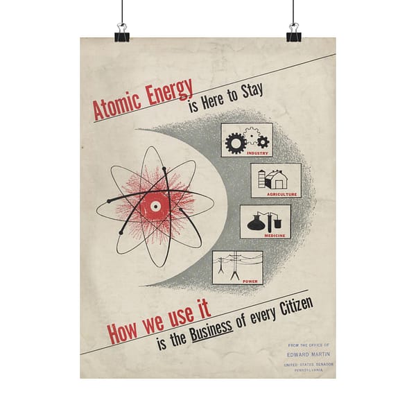 14275171998730467024_2048-1.jpeg Atomic Energy Is Here to Stay – U.S. Government (c. 1950s) – Atomic Age Poster Print