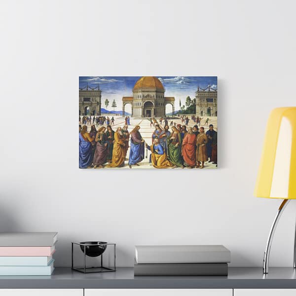 14369412034051109107_2048-1.jpeg Christ Giving the Keys to St. Peter – Pietro Perugino (c. 1481-1482) – Renaissance Canvas Print