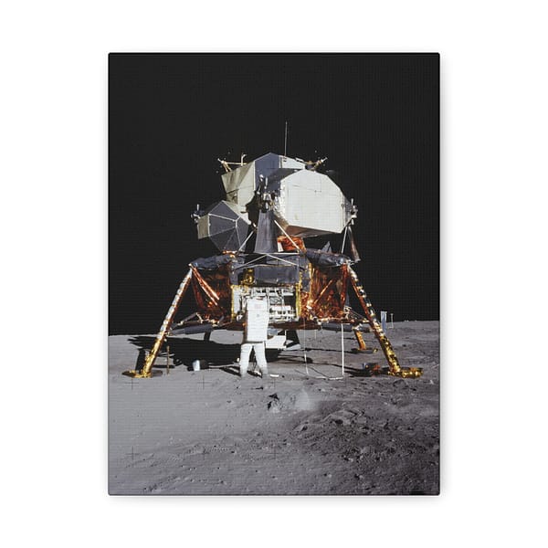 15576081723247510712_2048-1.jpeg Apollo 11 Lunar Lander, Buzz Aldrin on the Moon – NASA Photograph (1969) – Space Age Canvas Print
