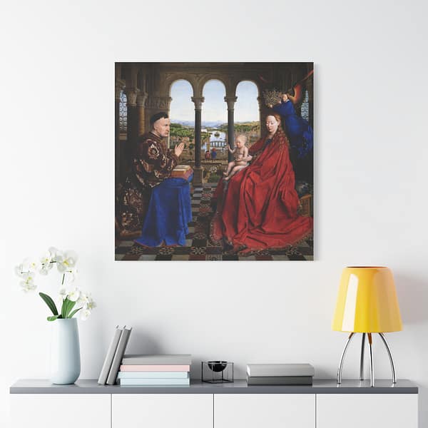 17345137716111253516_2048-1.jpeg Madonna of Chancellor Rolin – Jan van Eyck (c. 1435) – Renaissance Canvas Print