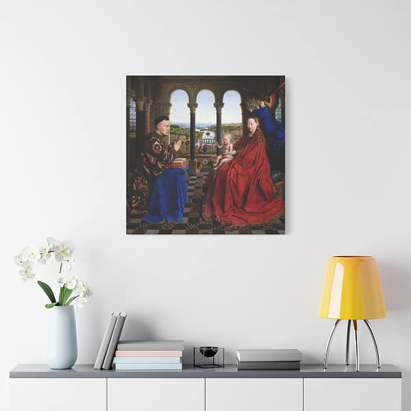1750450797420368798_2048-1.jpeg Madonna of Chancellor Rolin – Jan van Eyck (c. 1435) – Renaissance Canvas Print