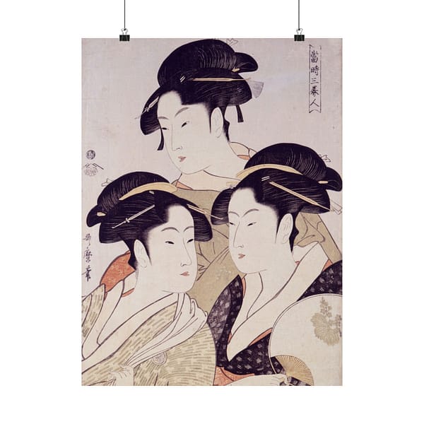 17870645892493284769_2048.jpeg Three Beauties of the Present Day - Kitagawa Utamaro (c. 1792-93) - Japanese Woodblock Poster Print