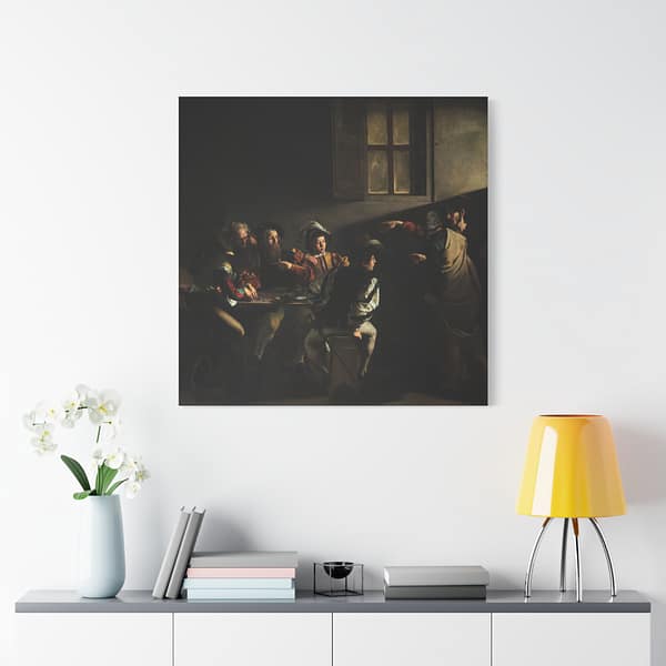 1941752735277563929_2048-1.jpeg The Calling of Saint Matthew – Caravaggio (c. 1599-1600) – Renaissance Canvas Print