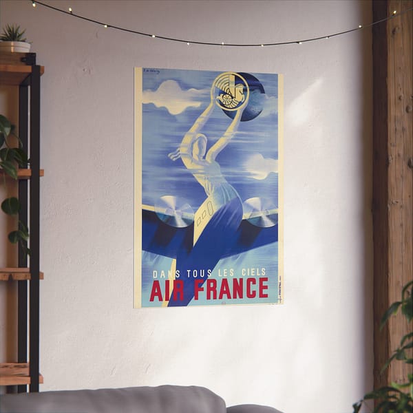 2074090359027488558_2048-1.jpeg Dans tous les ciels, Air France – R. de Valerio (c. 1930s) – Vintage Travel Poster Print