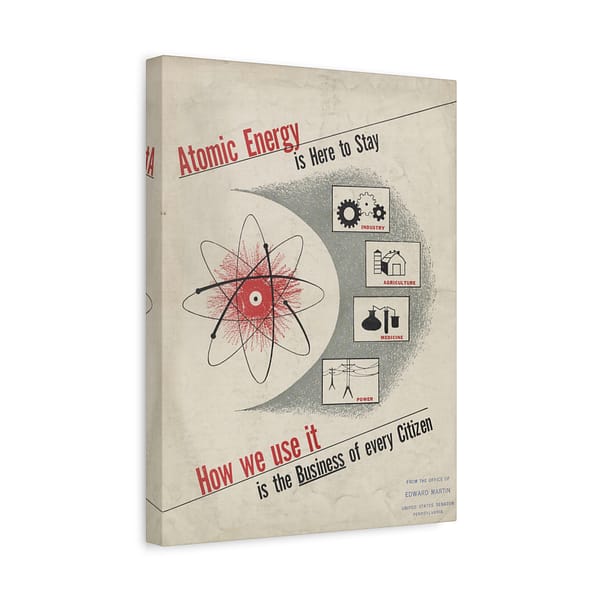 3058713798608974698_2048-1.jpeg Atomic Energy Is Here to Stay – U.S. Government (c. 1950s) – Atomic Age Canvas Print