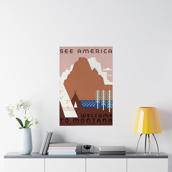 3303174982254459155_2048-1.jpeg See America: Welcome to Montana – Works Progress Administration (c. 1930s) – Vintage Travel Poster Print