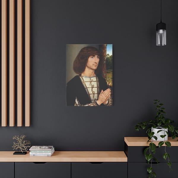 5989110549984140105_2048-1.jpeg Portrait of a Young Man at Prayer – Hans Memling (c. 1485-1490) – Renaissance Canvas Print