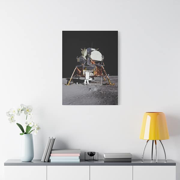 6655192341313658825_2048-1.jpeg Apollo 11 Lunar Lander, Buzz Aldrin on the Moon – NASA Photograph (1969) – Space Age Canvas Print