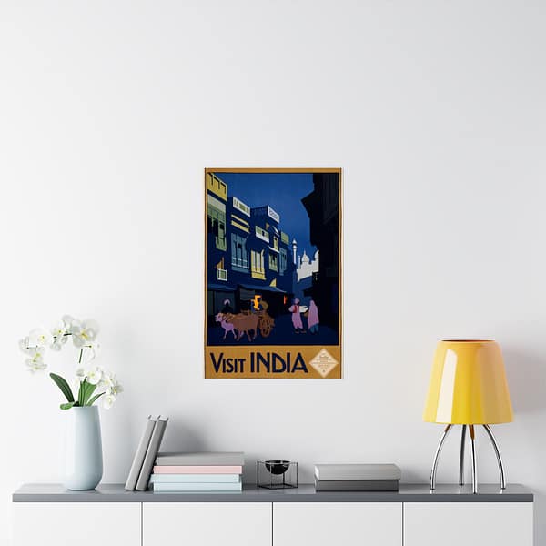 7281031649939437107_2048-1.jpeg Visit India, A Street by Moonlight – India State Railways Bureau (c. 1920) – Vintage Travel Poster Print