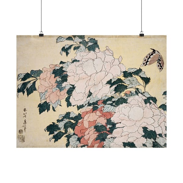 7496201028500015536_2048-1.jpeg Peonies and Butterfly – Katsushika Hokusai (c. 1833-34) – Japanese Woodblock Poster Print