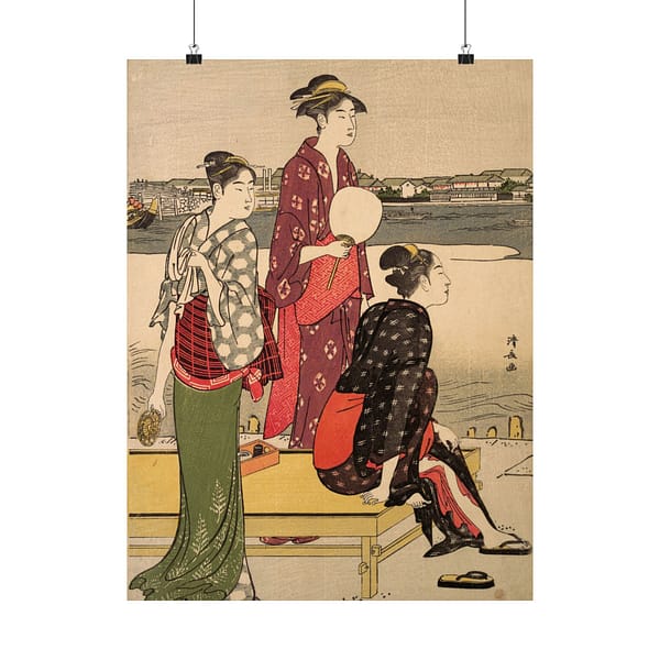 7576701740463838160_2048.jpeg Evening on the Banks of the Sumida River - Torii Kiyonaga (c. 1784-85) - Japanese Woodblock Poster Print