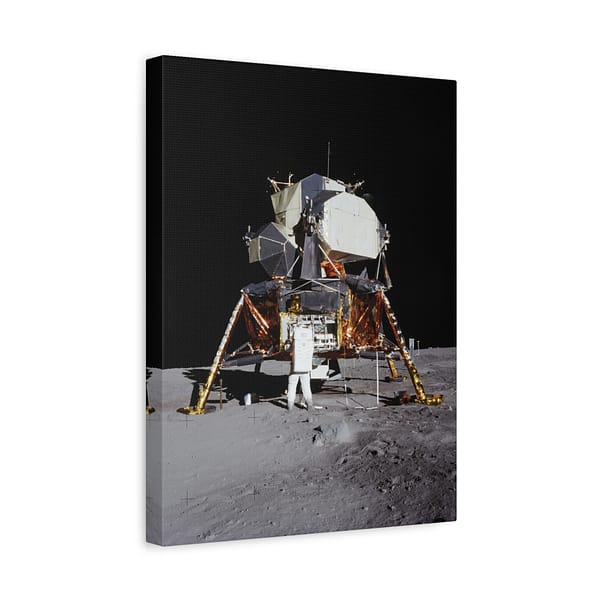 7792619041579502746_2048-1.jpeg Apollo 11 Lunar Lander, Buzz Aldrin on the Moon – NASA Photograph (1969) – Space Age Canvas Print