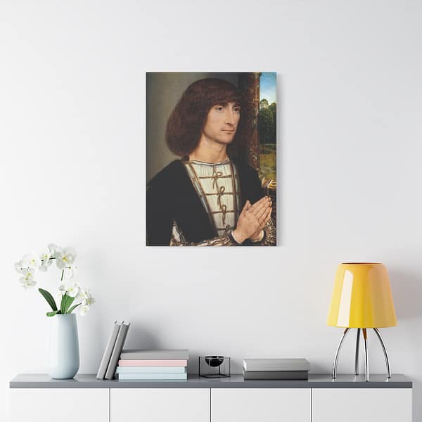 7857482649492164595_2048-1.jpeg Portrait of a Young Man at Prayer – Hans Memling (c. 1485-1490) – Renaissance Canvas Print