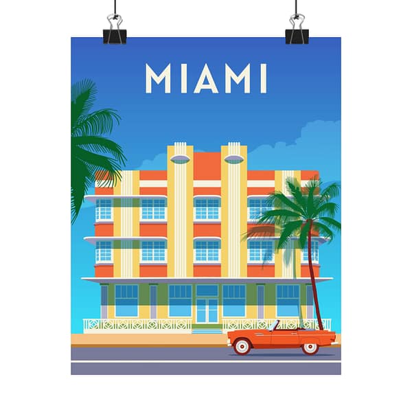 8416979803766220529_2048-1.jpeg Miami, Florida - LUNE Original - Vintage Art Deco Style Travel Poster Print