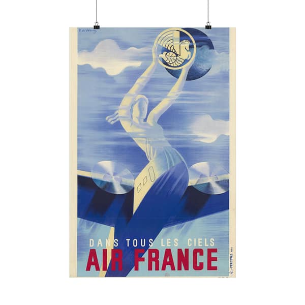 8716685900368278261_2048-1.jpeg Dans tous les ciels, Air France – R. de Valerio (c. 1930s) – Vintage Travel Poster Print