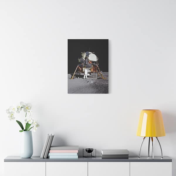 9070767162663776519_2048-1.jpeg Apollo 11 Lunar Lander, Buzz Aldrin on the Moon – NASA Photograph (1969) – Space Age Canvas Print