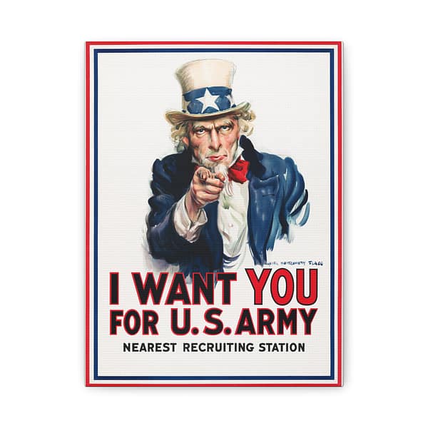 11306744664656841215_2048.jpeg I Want You for U.S. Army - James Montgomery Flagg (1917) - Patriotic WWI Canvas Print