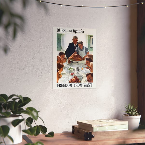 13284216772254685208_2048.jpeg OURS... to fight for - Freedom From Want - Norman Rockwell (1943) - Patriotic WWII Poster Print