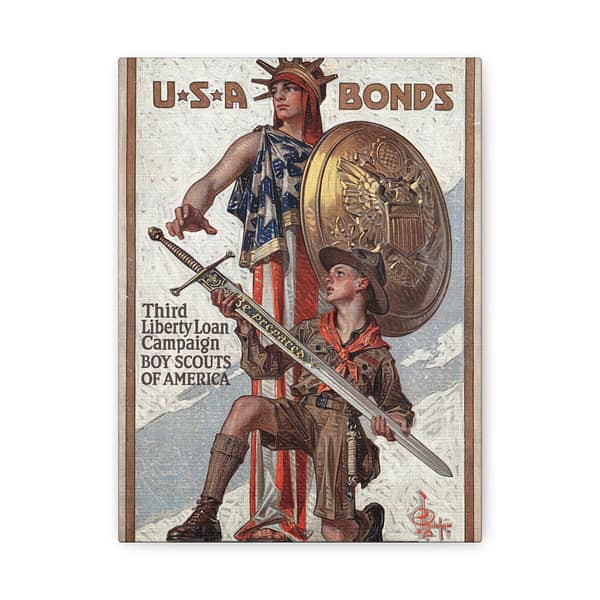 1329872921579413937_2048.jpeg Weapons for Liberty - U.S.A. bonds - J.C. Leyendecker (c. 1918) - Patriotic WWI Canvas Print