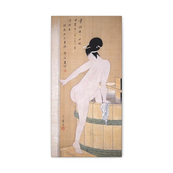 17353007693985051133_2048.jpeg Bathing in Cold Water - Kitagawa Utamaro (c. 1799) - Japanese Woodblock Canvas Print