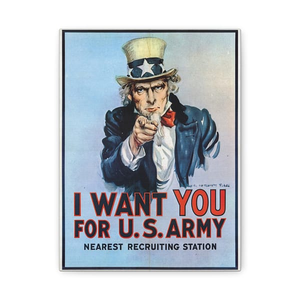 4335482184085290075_2048.jpeg I Want You for U.S. Army (Blue Variant) - James Montgomery Flagg (1917) - Patriotic WWI Canvas Print