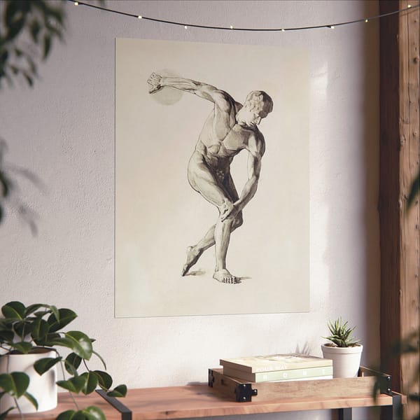 10574109261711783226_2048.jpeg Gipsmodel van Discuswerper - Male Anatomical Study - Jan Veth (c. 1874-1925) - Vintage Art Poster Print