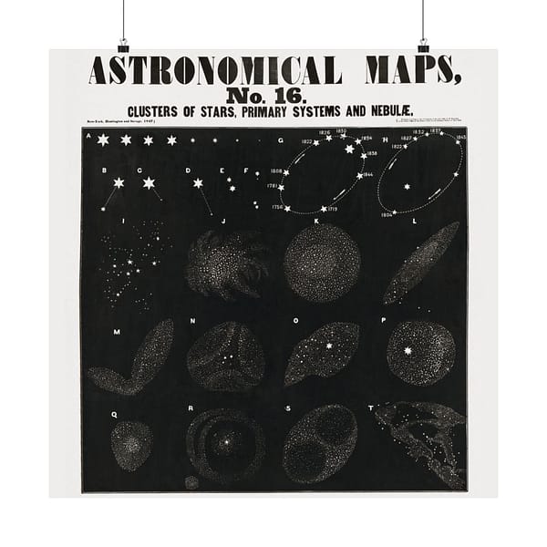 1116059981358657722_2048.jpeg Astronomical Maps, No. 16 - Clusters of Stars, Primary Systems and Nebulae (1847) - Vintage Art Poster Print