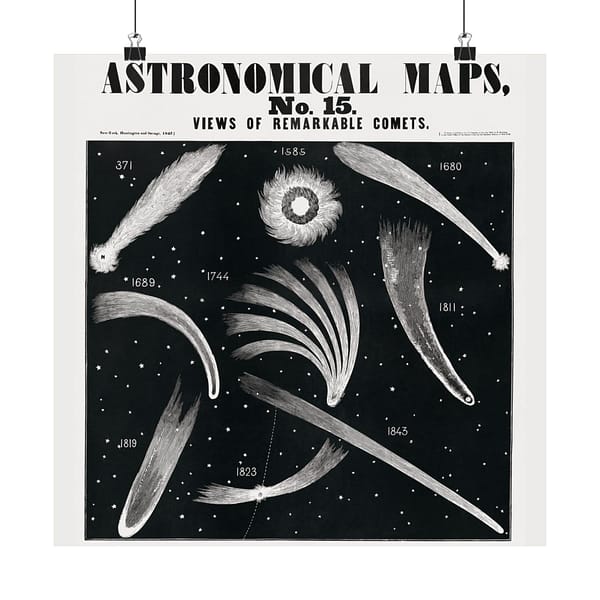 1280540984720562317_2048-1.jpeg Astronomical Maps, No. 15 - Views of Remarkable Comets (1847) - Vintage Art Poster Print