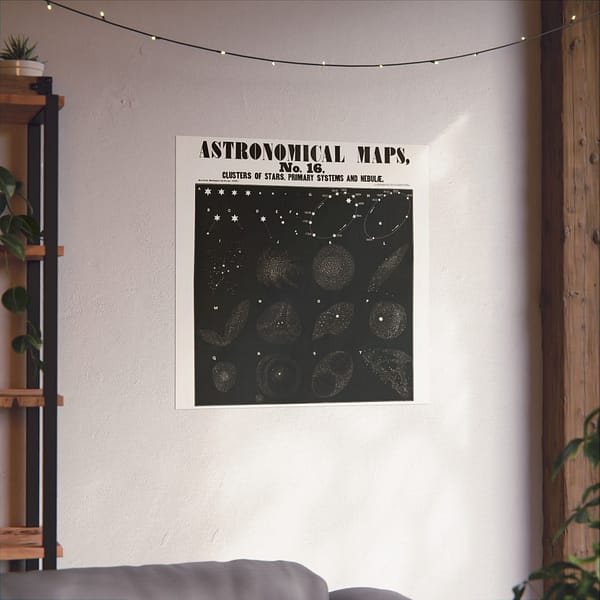 13944931155784924119_2048.jpeg Astronomical Maps, No. 16 - Clusters of Stars, Primary Systems and Nebulae (1847) - Vintage Art Poster Print
