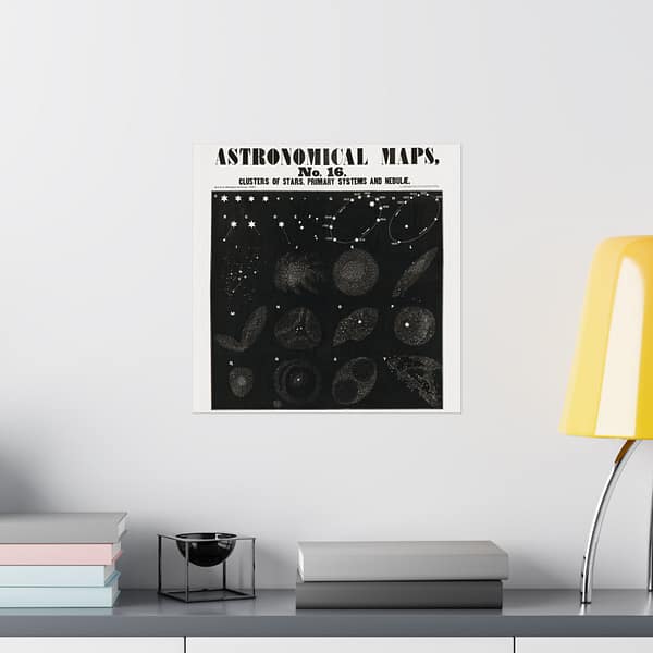 15373076664767492200_2048.jpeg Astronomical Maps, No. 16 - Clusters of Stars, Primary Systems and Nebulae (1847) - Vintage Art Poster Print