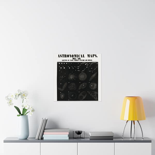 17056471445363652293_2048.jpeg Astronomical Maps, No. 16 - Clusters of Stars, Primary Systems and Nebulae (1847) - Vintage Art Poster Print