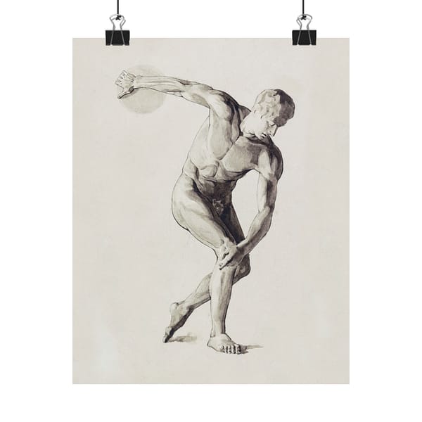 17212267052825154548_2048.jpeg Gipsmodel van Discuswerper - Male Anatomical Study - Jan Veth (c. 1874-1925) - Vintage Art Poster Print