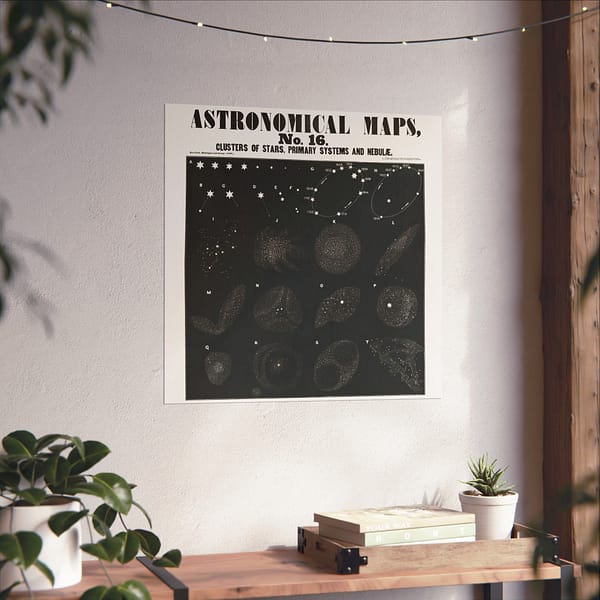 2729020234719225745_2048.jpeg Astronomical Maps, No. 16 - Clusters of Stars, Primary Systems and Nebulae (1847) - Vintage Art Poster Print