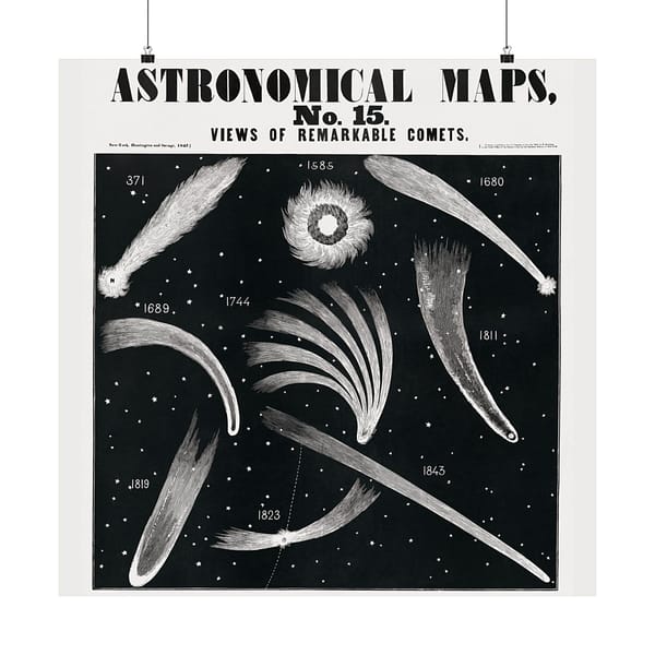 3702778180736063740_2048-1.jpeg Astronomical Maps, No. 15 - Views of Remarkable Comets (1847) - Vintage Art Poster Print